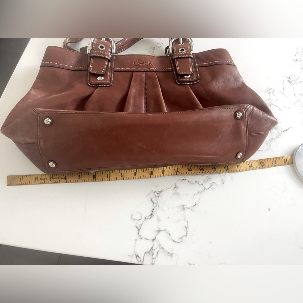 Coach Brown Leather Tote Shoulder HandBag Purse - Picture 8 of 11